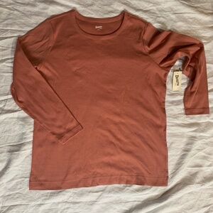 NWT Duluth mauve top, size 1X, 100% cotton, round neckline, long sleeve